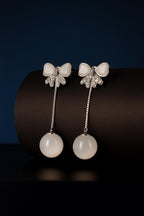 Ivory Bow Orb Drop Earrings | Gold-Plated Stainless Steel– KZ8812312