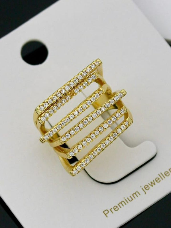 Diamond Stripes Band | Adjustable Gold-Plated Stainless Steel–KZ88123103