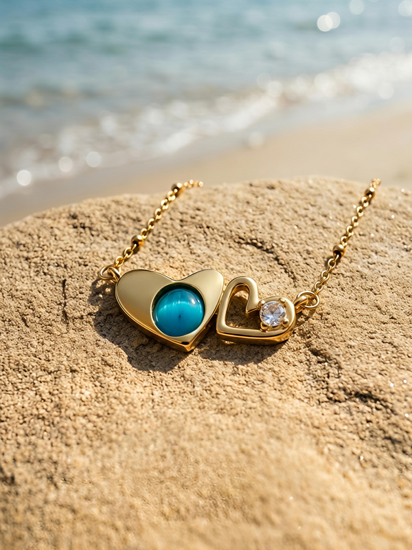 You & Me Necklace Blue | Gold-Plated Stainless Steel – KZ88123145