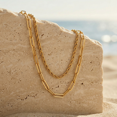 Double Layer Chain Necklace | Gold-Plated Stainless Steel – KZ88123161