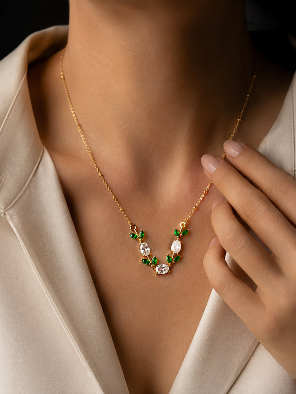 Nature Spark Gem Necklace | Gold-Plated Stainless Steel – KZ88123143