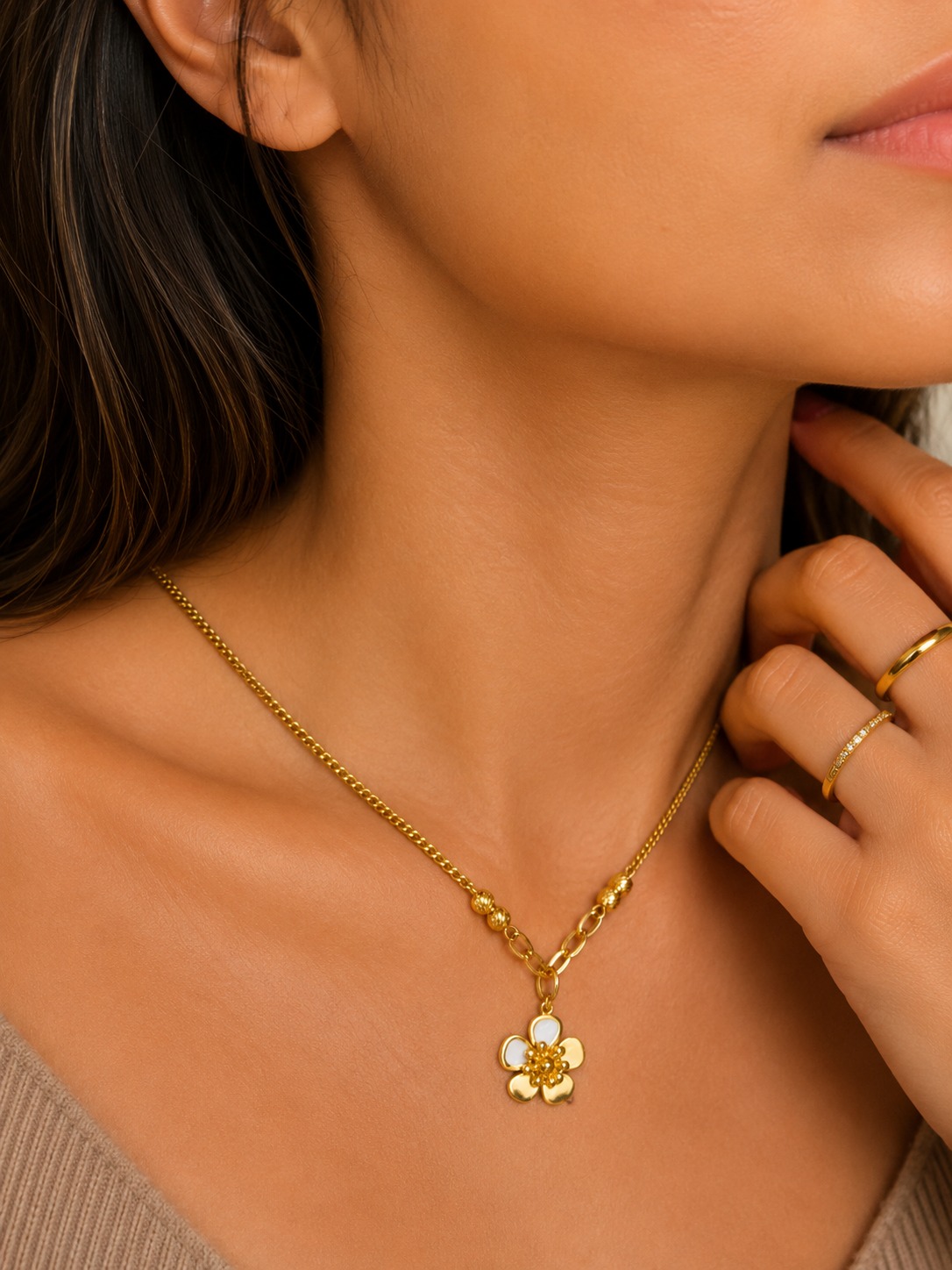 Blooming Grace Necklace | Gold-Plated Stainless Steel – KZ88123141