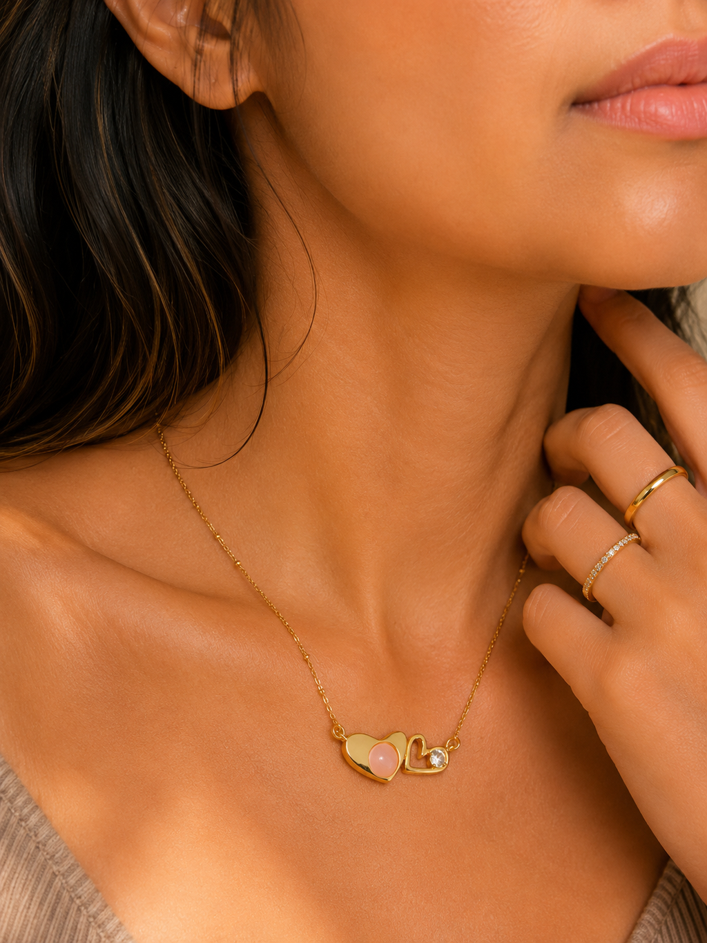 You & Me Necklace Blue | Gold-Plated Stainless Steel – KZ88123145