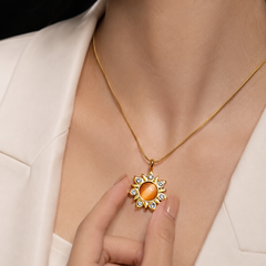 Golden Sun Goddess Vibe Necklace | Gold-Plated Stainless Steel – KZ88123151