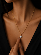 Astra Diamond Drop Necklace | Gold-Plated Stainless Steel – KZ88123175