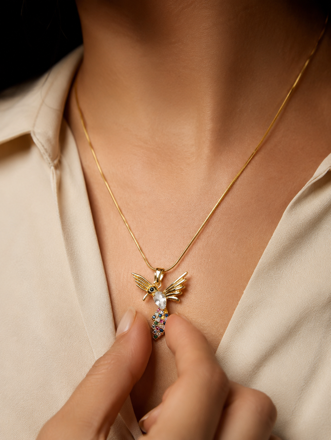 Royale Hummingbird Pendant | Gold-Plated Stainless Steel – KZ88123174