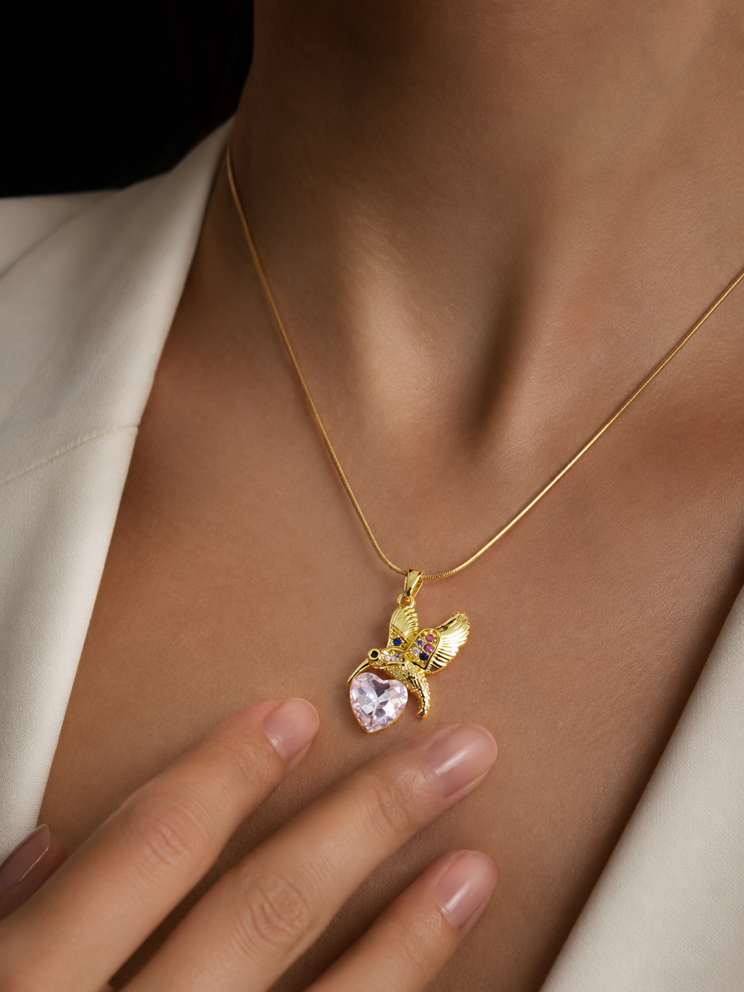 Celeste Hummingbird Pendant | Gold-Plated Stainless Steel – KZ88123146