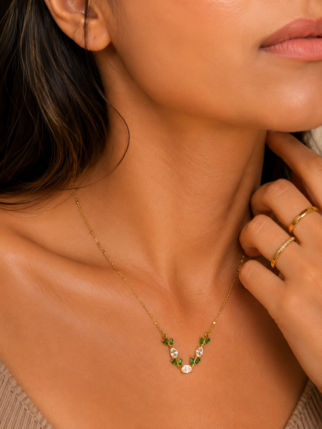 Nature Spark Gem Necklace | Gold-Plated Stainless Steel – KZ88123143