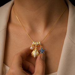 Starfish Pearl Charm Necklace | Gold-Plated Stainless Steel – KZ88123157