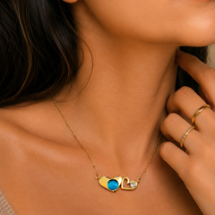 You & Me Necklace Blue | Gold-Plated Stainless Steel – KZ88123145