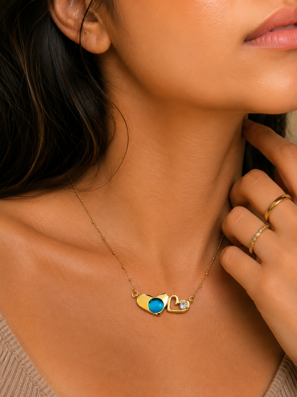 You & Me Necklace Blue | Gold-Plated Stainless Steel – KZ88123145