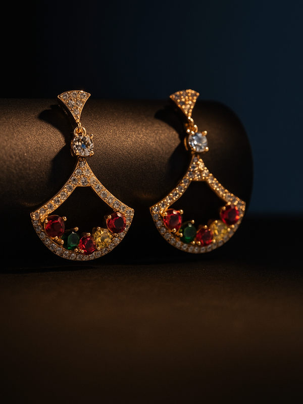 Aurora Royale Fan Drop Earrings | Gold-Plated Stainless Steel – KZ8812309
