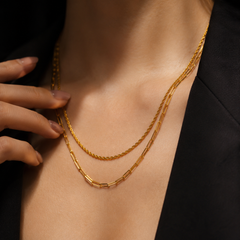Double Layer Chain Necklace | Gold-Plated Stainless Steel – KZ88123161