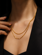 Double Layer Chain Necklace | Gold-Plated Stainless Steel – KZ88123161