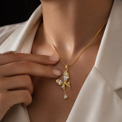 Crystal Wings Necklace | Gold-Plated Stainless Steel – KZ88123148