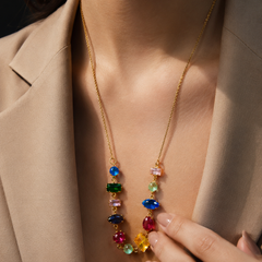 Multi Colour Glow Charm Necklace | Gold-Plated Stainless Steel – KZ88123150
