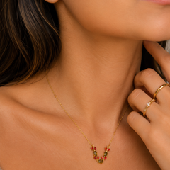 Ruby Leaf Vine Necklace | Gold-Plated Stainless Steel – KZ88123142