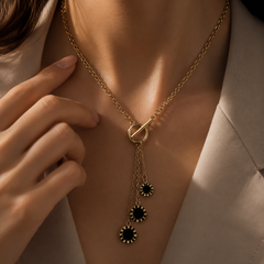 Triple Midnight Charm Necklace | Gold-Plated Stainless Steel – KZ88123154