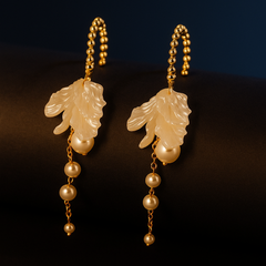 Ivory Leaf Drop Earrings | Gold-Plated Stainless Steel– KZ8812314
