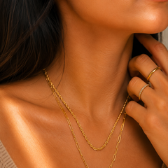 Double Layer Chain Necklace | Gold-Plated Stainless Steel – KZ88123161