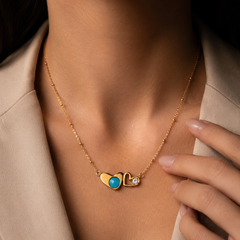 You & Me Necklace Blue | Gold-Plated Stainless Steel – KZ88123145