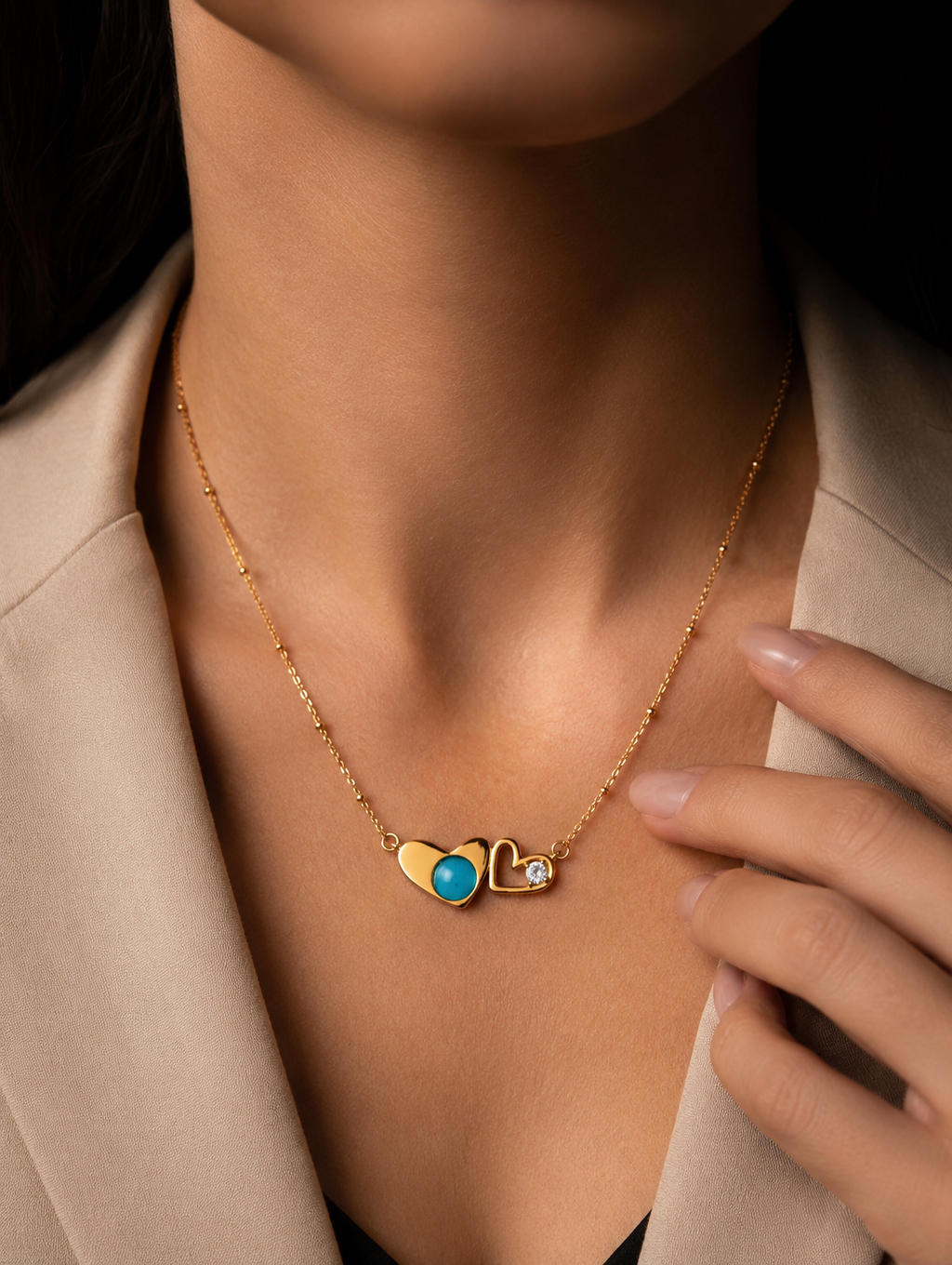 You & Me Necklace Blue | Gold-Plated Stainless Steel – KZ88123145