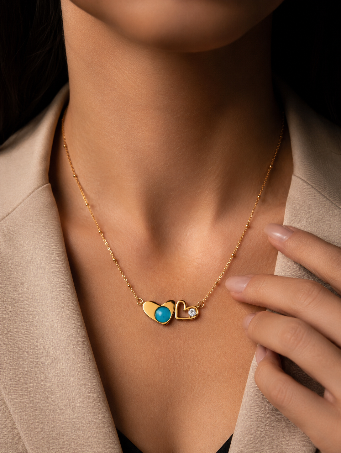 You & Me Necklace Blue | Gold-Plated Stainless Steel – KZ88123145