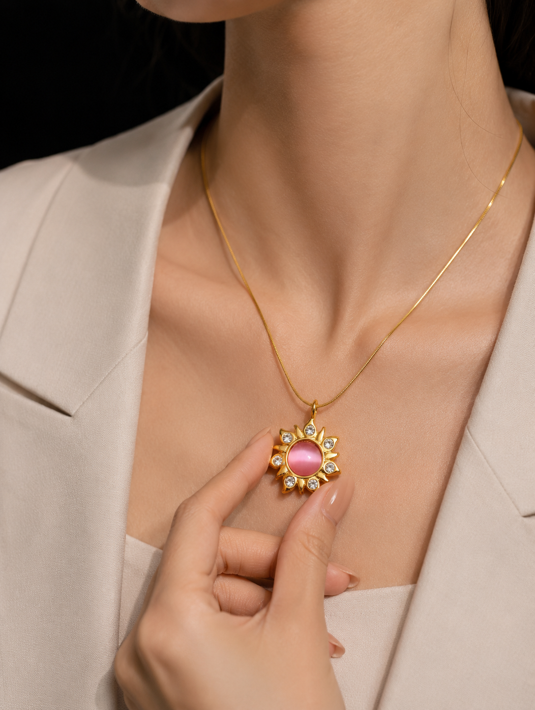 Golden Sun Goddess Vibe Necklace | Gold-Plated Stainless Steel – KZ88123151