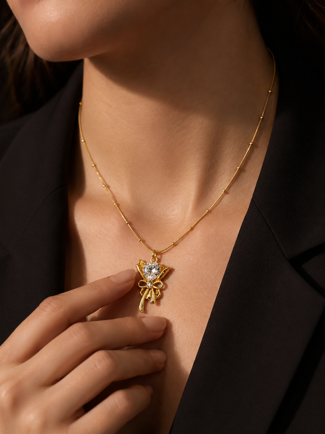 Heart Wrapped in Gold Necklace | Gold-Plated Stainless Steel – KZ88123147