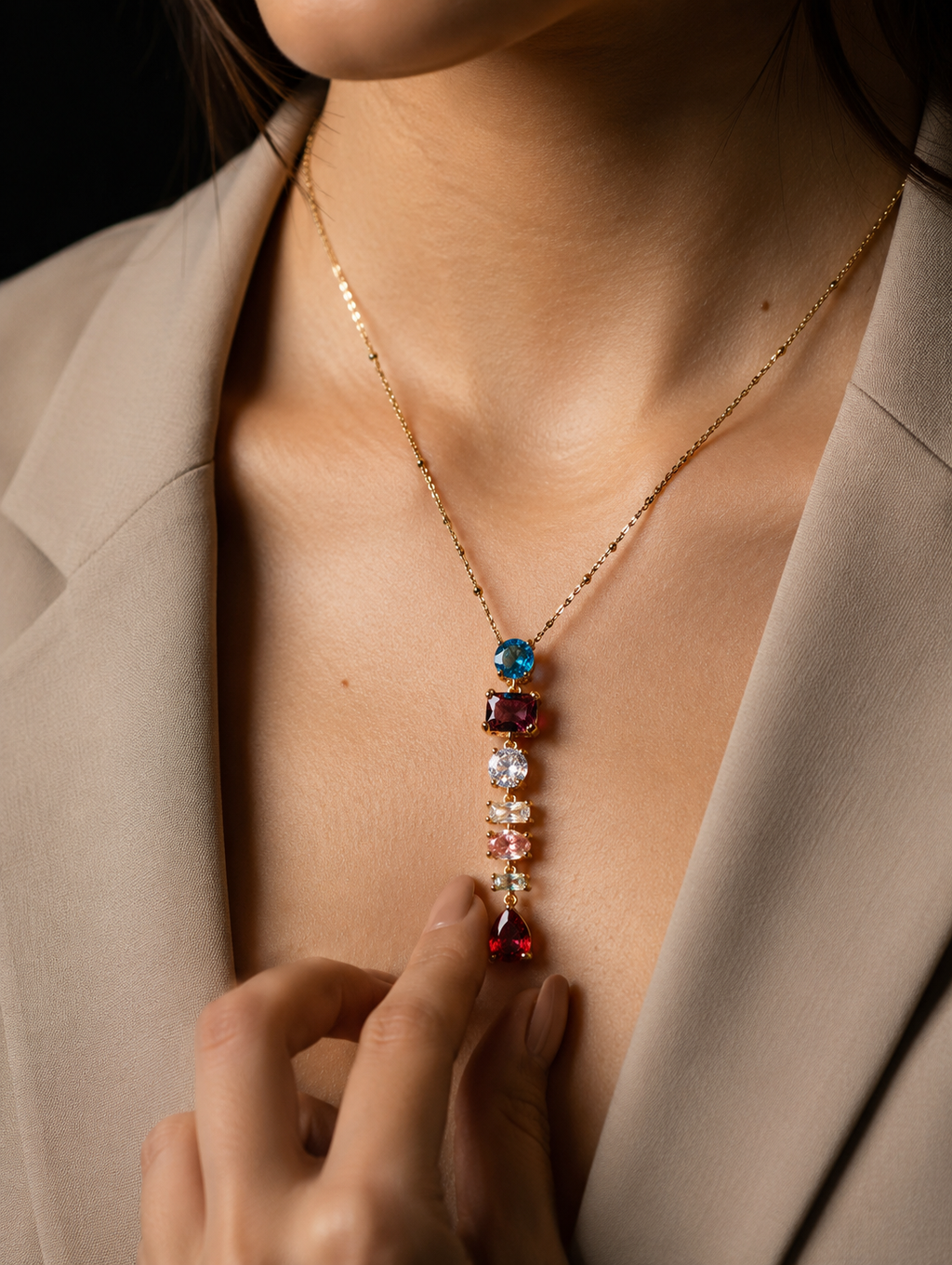 Celestia Drop Pendant | Gold-Plated Stainless Steel – KZ88123169