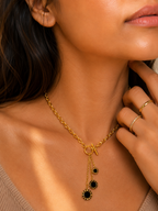 Triple Midnight Charm Necklace | Gold-Plated Stainless Steel – KZ88123154