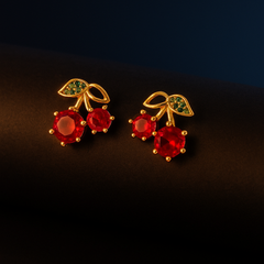 Scarlet Cherry Earrings | Gold-Plated Stainless Steel  – KZ8812315