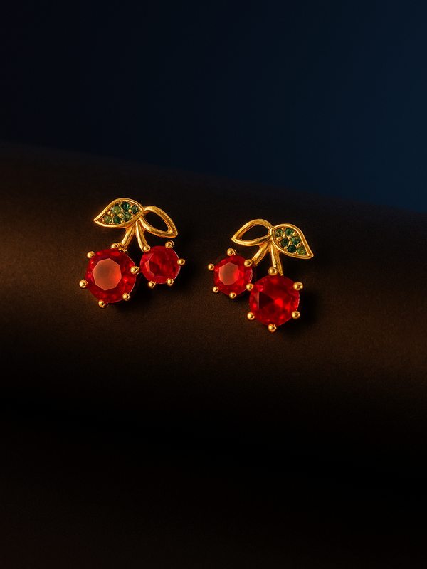 Scarlet Cherry Earrings | Gold-Plated Stainless Steel  – KZ8812315