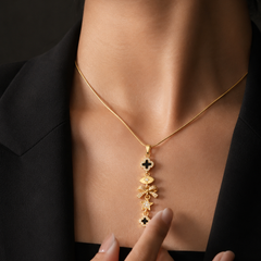 Evil Eye Glam Drop Necklace | Gold-Plated Stainless Steel – KZ88123172