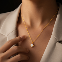 Astra Diamond Drop Necklace | Gold-Plated Stainless Steel – KZ88123175