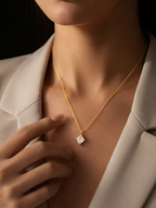 Astra Diamond Drop Necklace | Gold-Plated Stainless Steel – KZ88123175