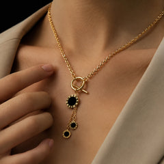 Triple Midnight Charm Necklace | Gold-Plated Stainless Steel – KZ88123154