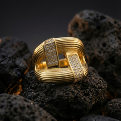 Golden Vogue Ring | Adjustable Gold-Plated Stainless Steel–KZ8812399