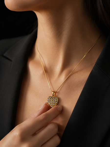 Heartburst Sparkle Necklace | Gold-Plated Stainless Steel – KZ8812355