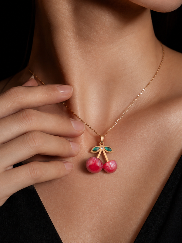 Cherry Bliss Necklace | Gold-Plated Stainless Steel – KZ8812327