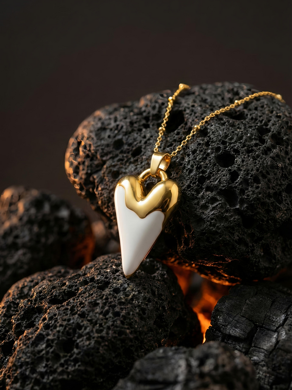 Milk & Gold Heart Necklace | Gold-Plated Stainless Steel – KZ8812356