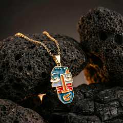 Picasso Style Face Art Necklace | Gold-Plated Stainless Steel– KZ8812328