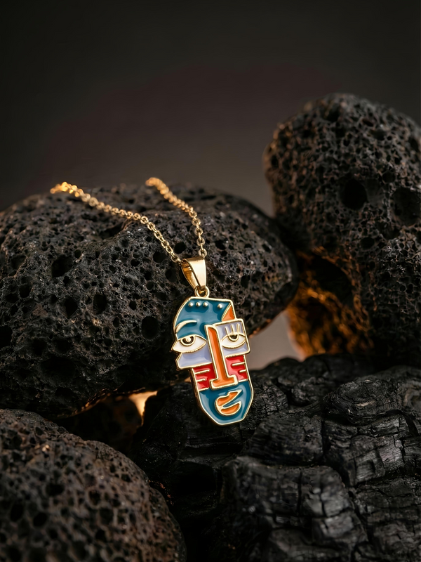 Picasso Style Face Art Necklace | Gold-Plated Stainless Steel– KZ8812328