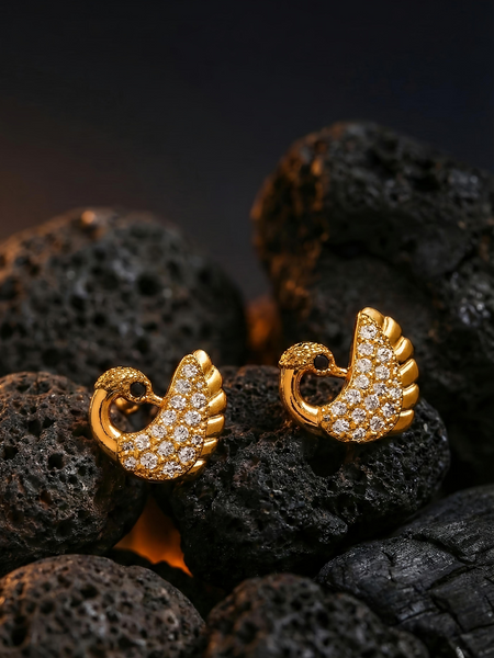 Royal Swan Sparkle Studs | Gold-Plated Brass – KZ8812346