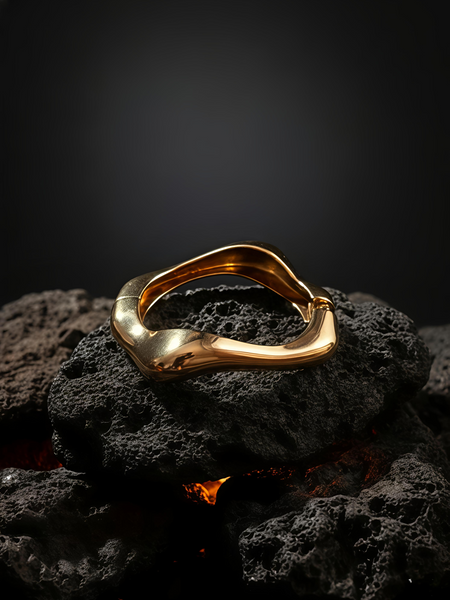 Regal Twist Statement Kada – | Gold-Plated Stainless Steel -KZ8812371