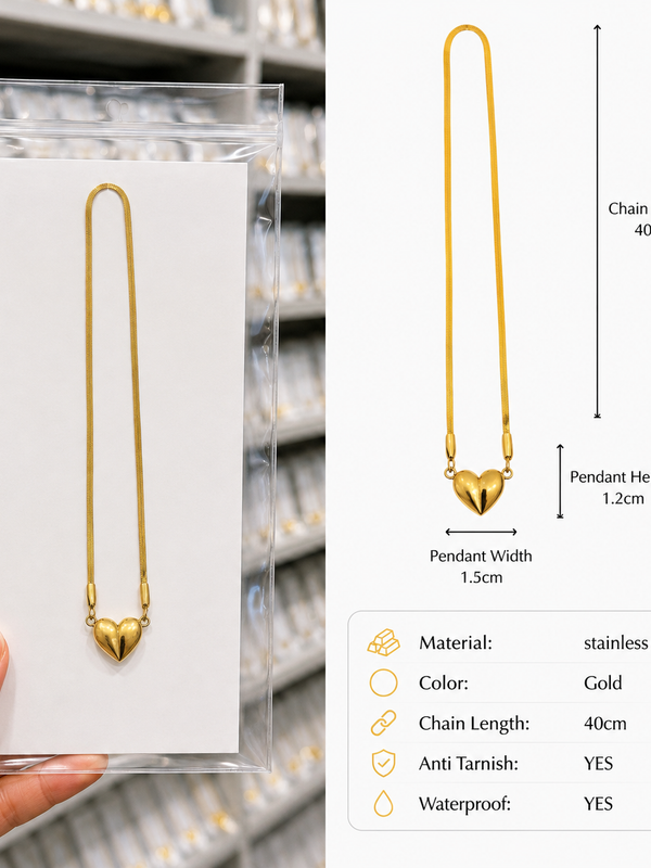 Luna Heart Necklace | 18k Gold-Plated Stainless Steel Anti-Tarnish Waterproof Daily Wear Jewellery For Women – KZ88123205