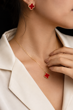 Clover Pendant & Studs Jewelry Set | Gold-Plated Stainless Steel  – KZ8812321