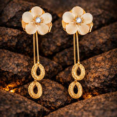 Aurora Bloom Floral Drop Earrings | Gold-Plated Stainless Steel – KZ8812320