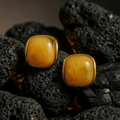 Marble Gloss Gold Studs |  Gold-Plated Stainless Steel – KZ8812340