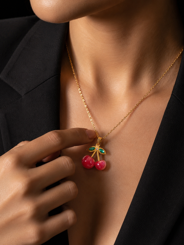 Cherry Bliss Necklace | Gold-Plated Stainless Steel – KZ8812327